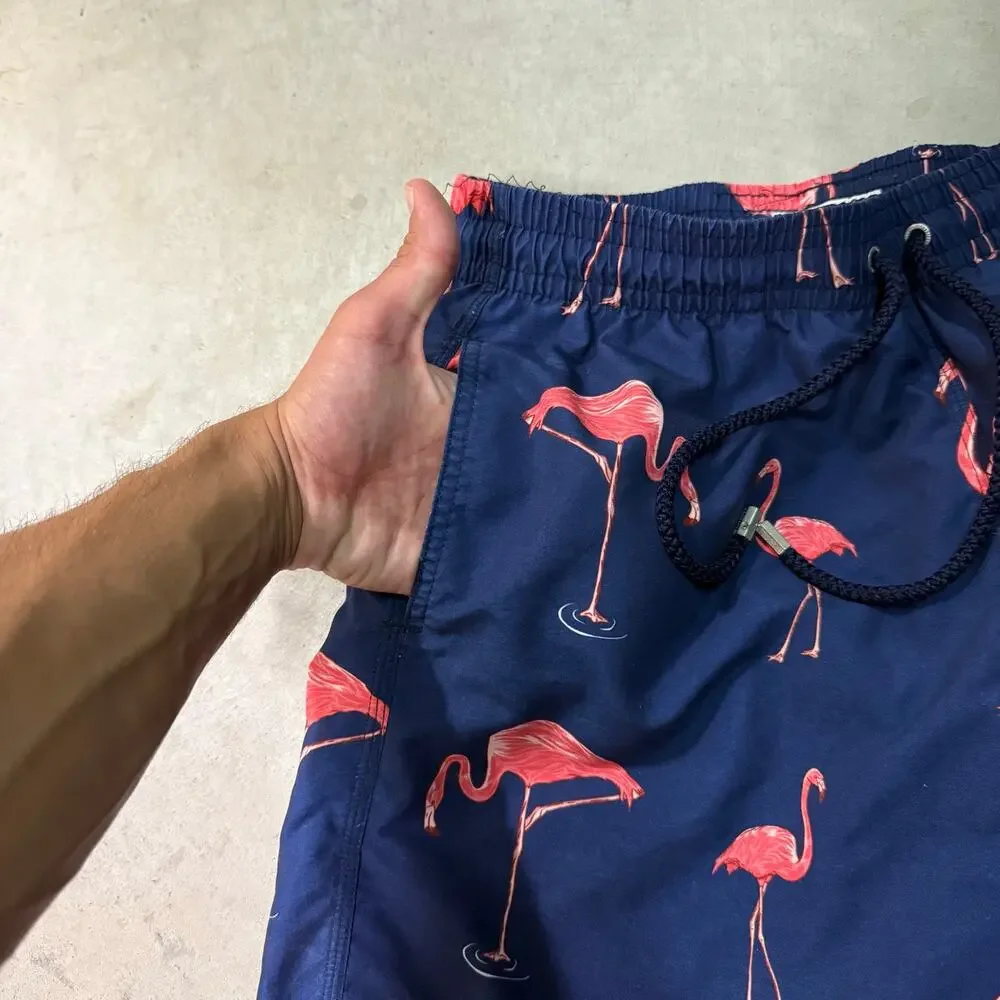 Granadilla Cape Town Pink Flamingo Print Swim Trunks Mens Size L